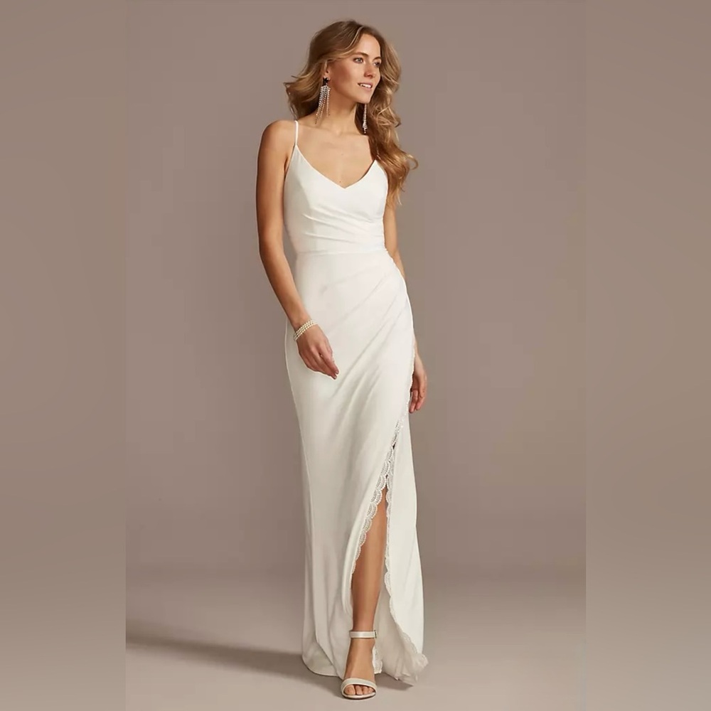 David's Bridal Soft White Wrap Dress
